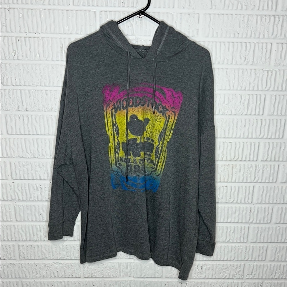 Lane Bryant Gray Woodstock Graphic Hoodie